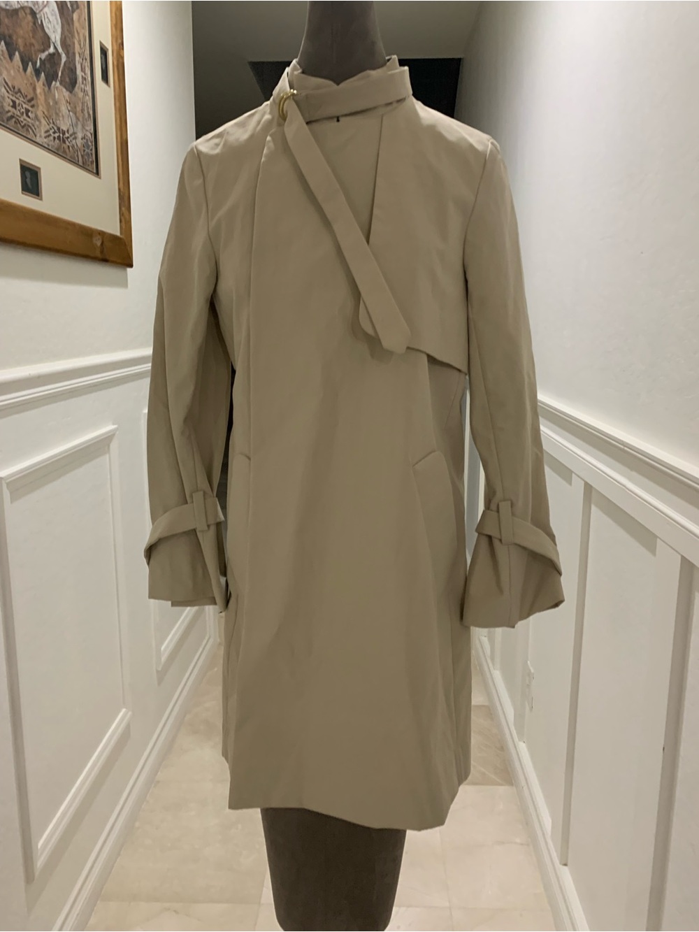 A.L.C. Light Beige Asymmetric Trench Coat Size 8
